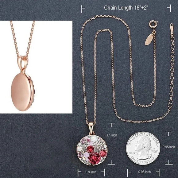 🐭 Mickey Mouse Aqua Gemstone Rose Gold Necklace - Picture 7 of 7